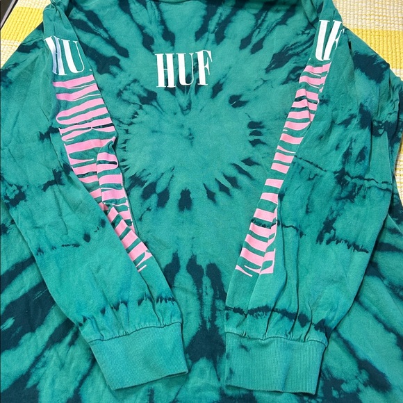 HUF Other - HUF Worldwide Tie Dye Long Sleeve T-shirt Green Pink Large